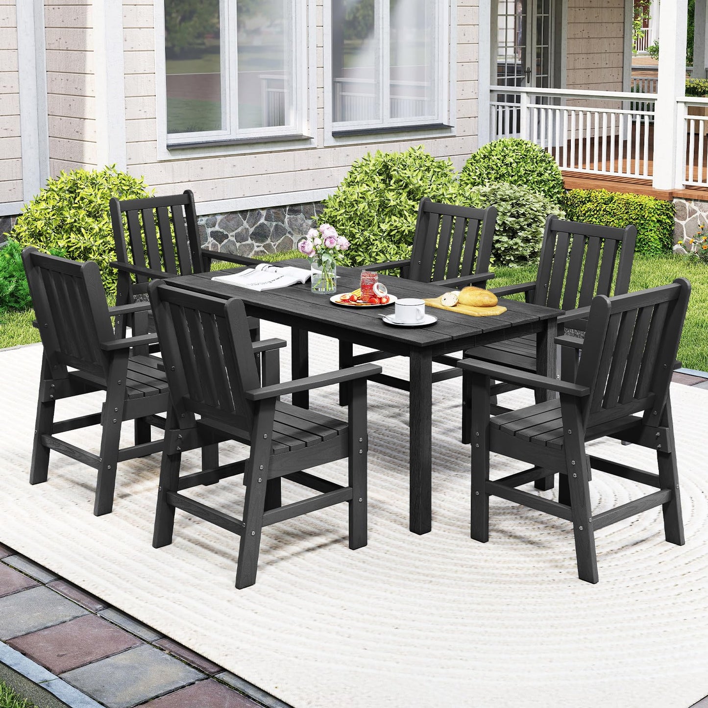 Tangkula HDPE Patio Dining Chairs Set of 2/4 with Wide Armrests