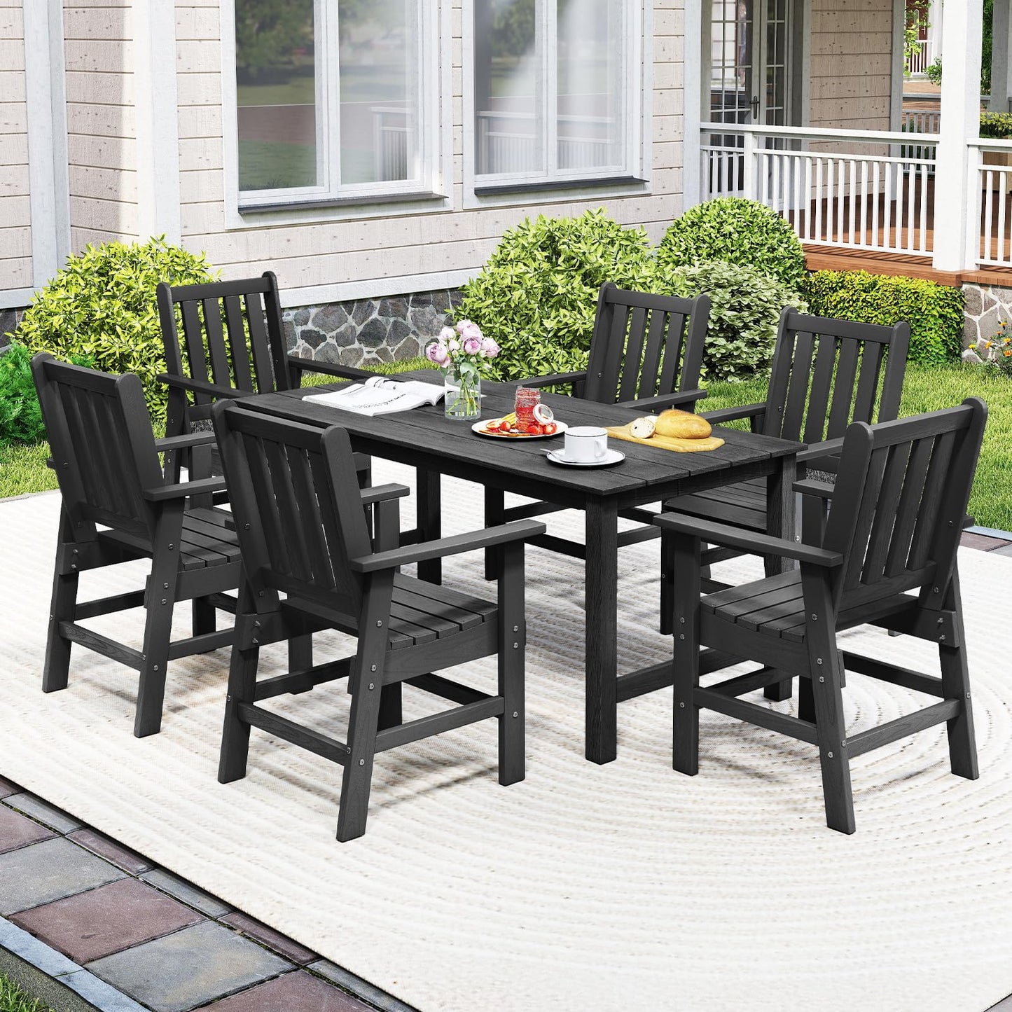 Tangkula 7 Pieces Patio Dining Set with 1.77” Umbrella Hole
