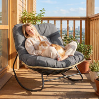 Tangkula Oversized Egg-Shaped Papasan Rocking Chair