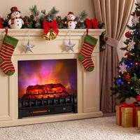 Tangkula 23" WiFi Fireplace Insert Pinewood Set with App and Remote