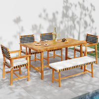 Tangkula 3 Piece Patio Dining Set for 4 People with 1.97” Umbrealla Hole & 2 Cushioned Bench