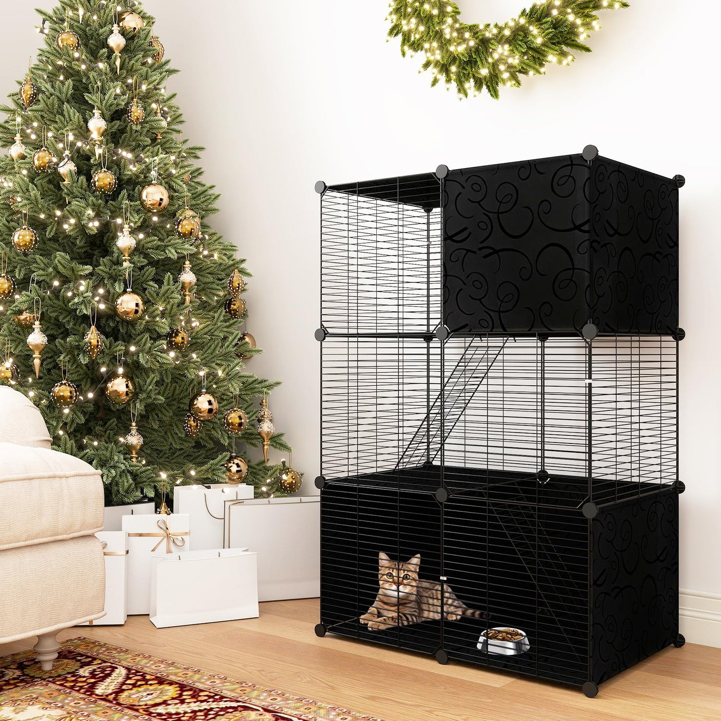 Tangkula 3 Tier Large Cat Enclosure with 2 Ladders