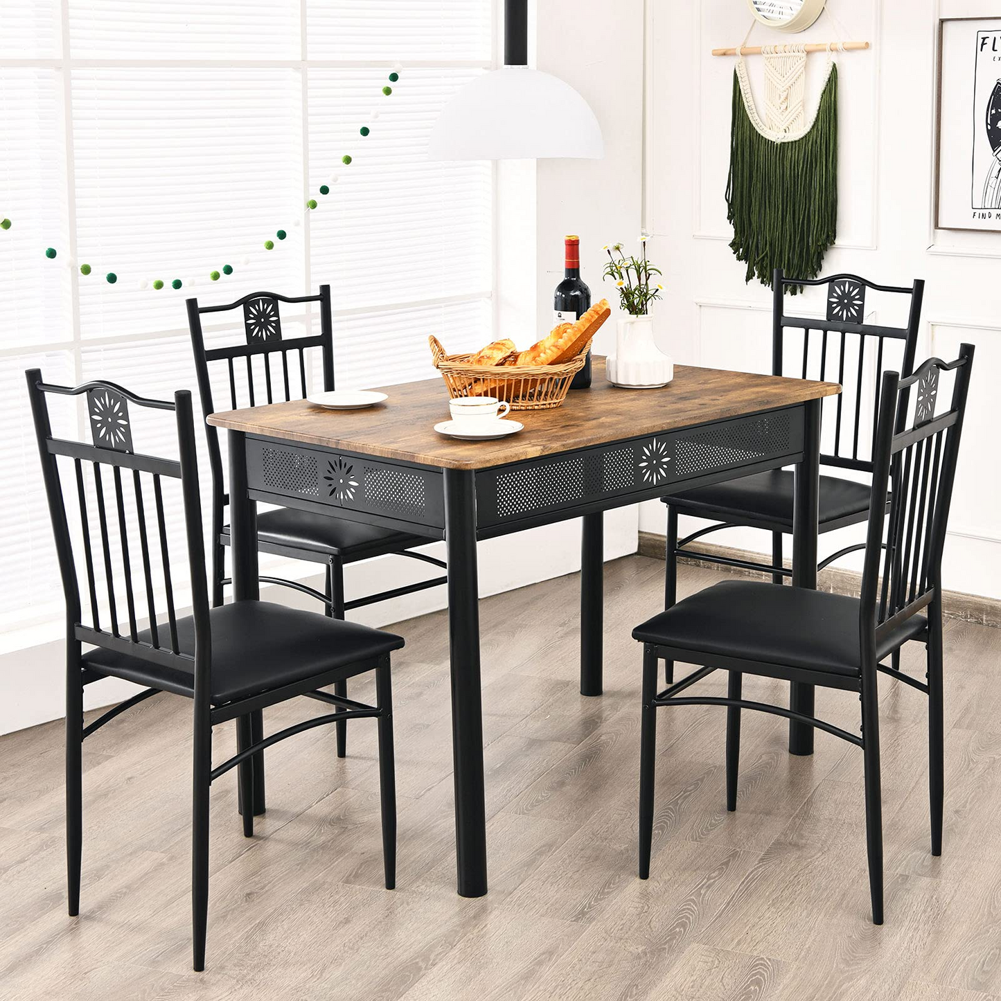 Tangkula 5 Pieces Dining Table and Chairs Set