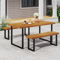 Tangkula 3 Pieces Patio Dining Table Set for Garden Yard
