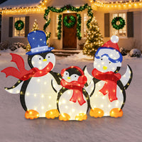 Tangkula 3-Piece Christmas Lighted Penguin Family Set Decoration