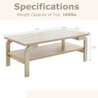 Tangkula 2 Tier Coffee Table with Large Tabletop for Living Room