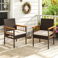 Lot de 2/4 chaises de salle à manger Tangkula en bois d'acacia et osier pour terrasse
