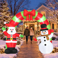 Tangkula 10 FT Christmas Inflatable Archway with Santa Claus & Snowman