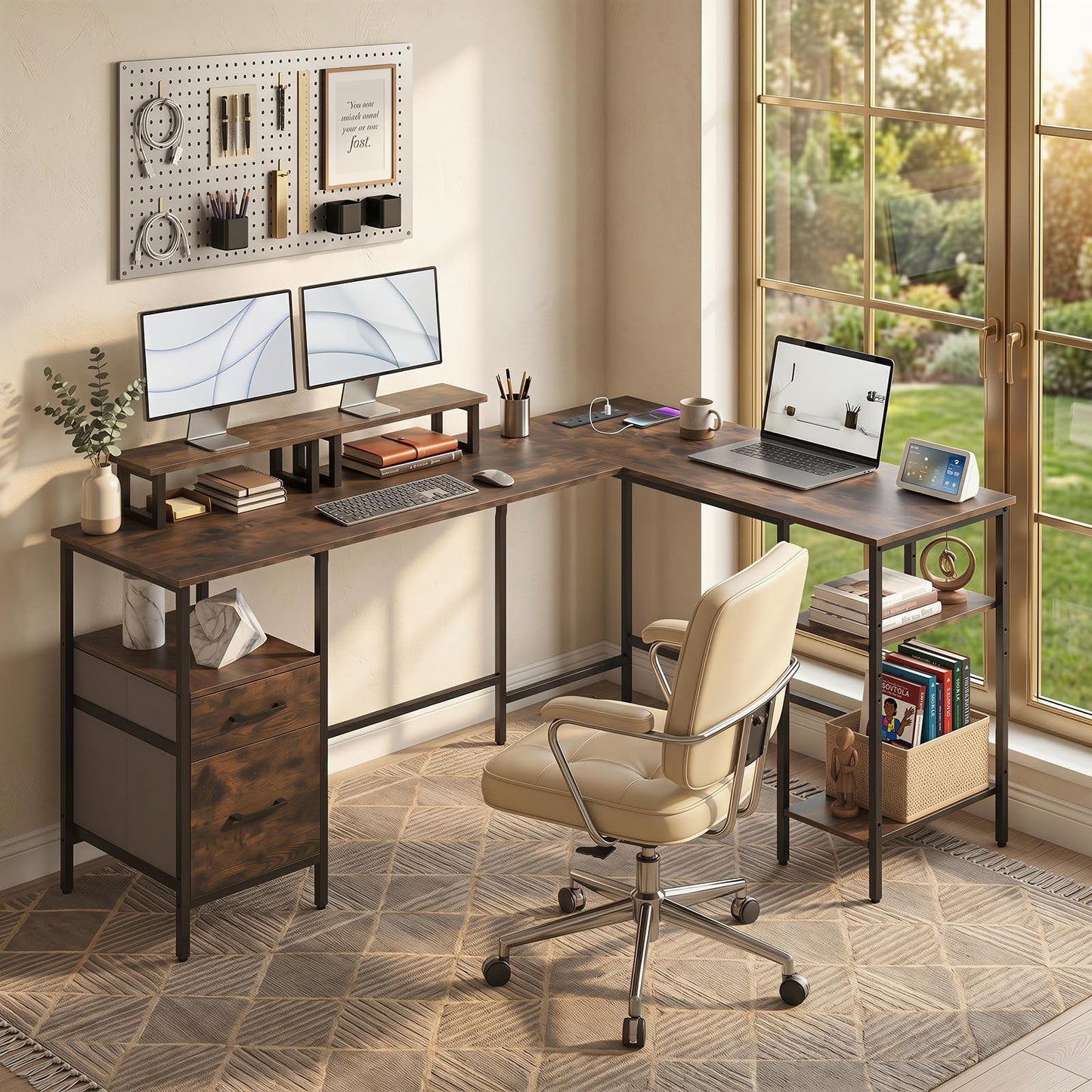 Tangkula 63" Reversible L Shaped Desk