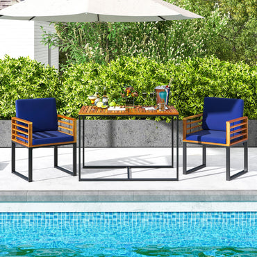 Tangkula Acacia Wood Outdoor Dining Chairs Set of 2/4