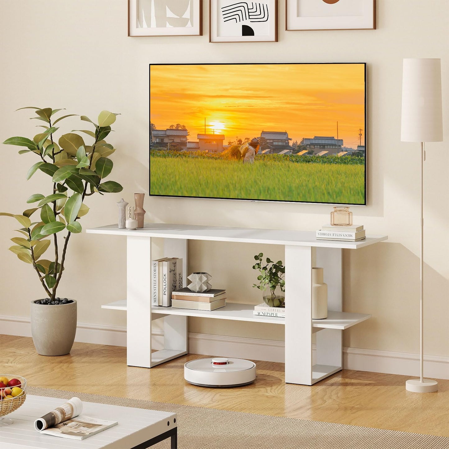 Tangkula 2-Tier TV Stand for TVs up to 55 Inch Entertainment Center