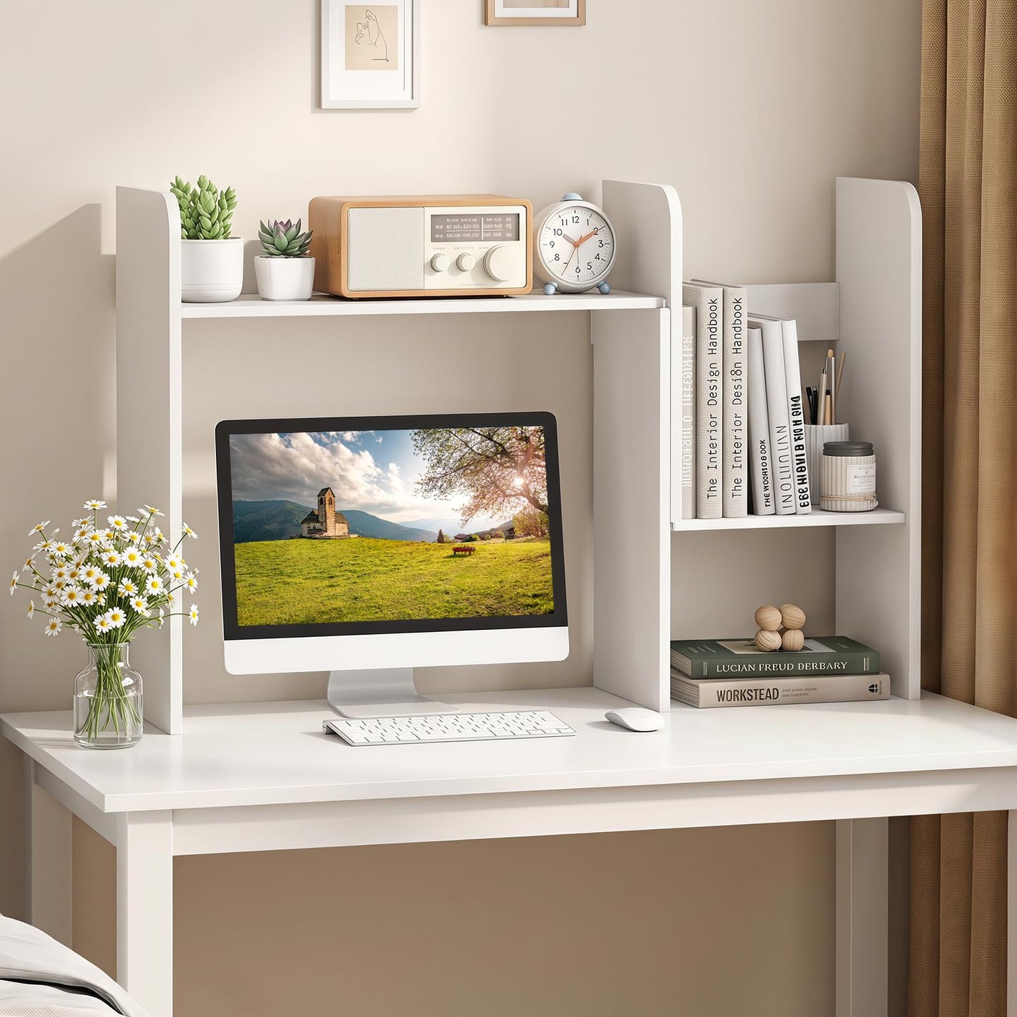 Tangkula Extendable Desktop Bookshelf for Home Office