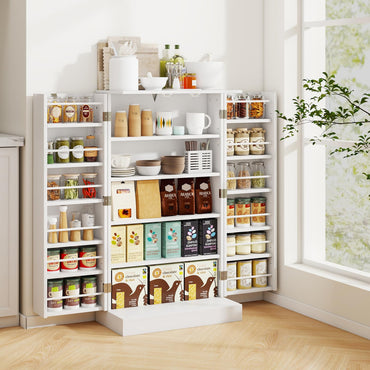 Tangkula Kitchen Pantry Cabinet, 17-Tier Buffet Sideboard with 2 Doors and 6 Adjustable Shelves
