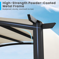 Tangkula 10x10Ft Pergola, Patio Pergola with Retractable Sun Shade Canopy, Extra Large Patio Shelter Pavilion