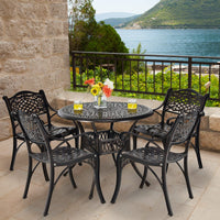 Ensemble de salle à manger Tangkula 5 pièces en aluminium moulé pour terrasse, ensemble de bistrot d'extérieur avec trou pour parasol