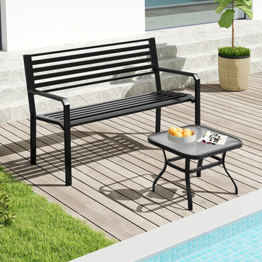 Tangkula 50” Outdoor Metal Park Bench