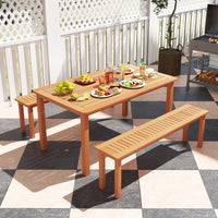 Tangkula Outdoor Wood Bench 59” Long Patio Dining Bench