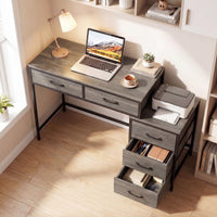Tangkula Reversible Computer Desk with 5 Drawers (51-Inch)