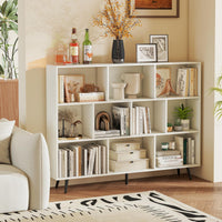 Tangkula Modern 55" L 10-Cube Bookcase with 5 Tapered Metal Legs