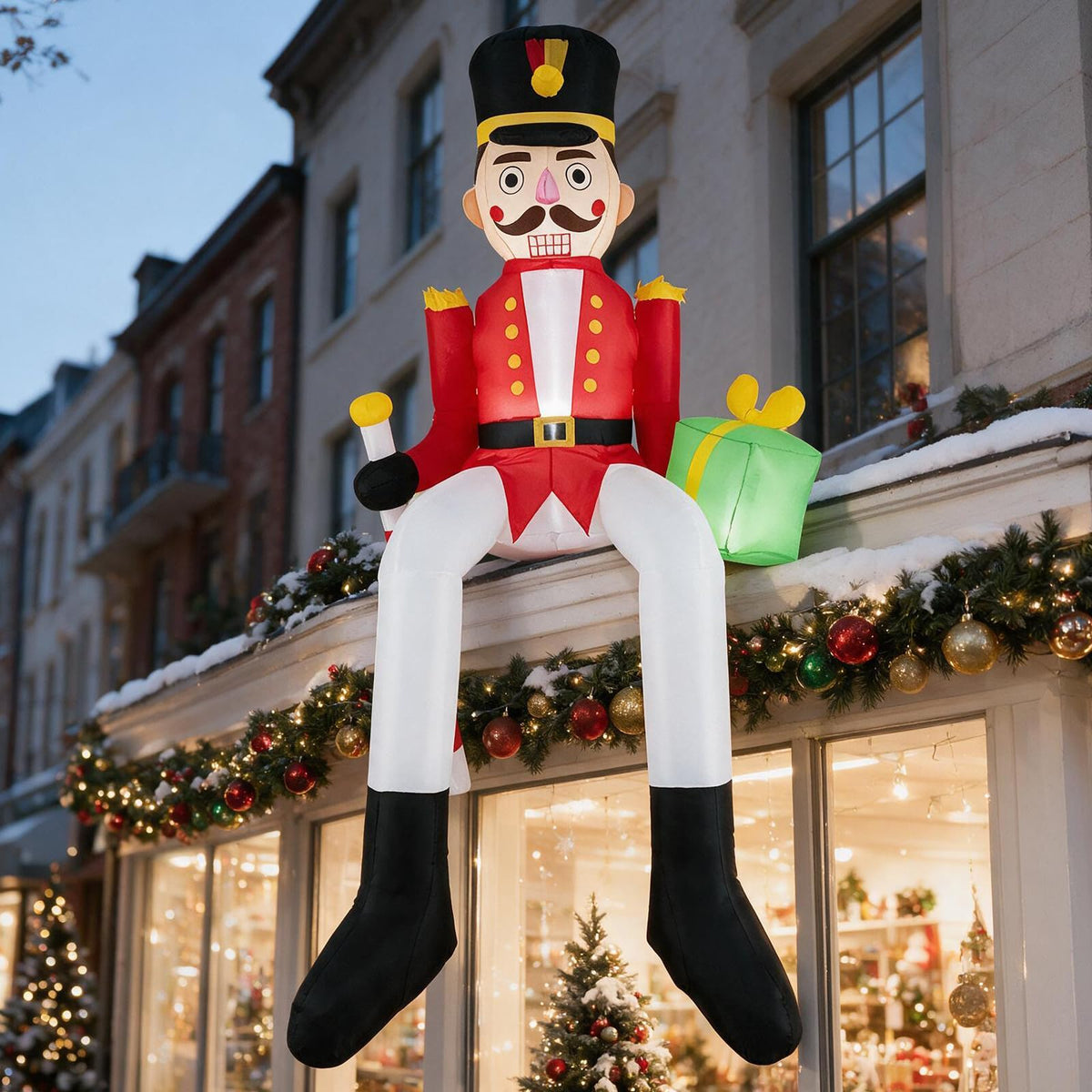 Tangkula 8.7 FT Inflatable Christmas Nutcracker Hanging Decoration
