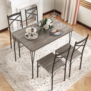 Tangkula Dining Table Set for 4, Modern Rectangular Dining Table & 4 Dining Chairs Set