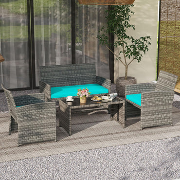 Tangkula 4 Piece Patio Wicker Furniture Set