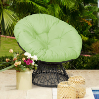 Tangkula Papasan Chair Rattan Ergonomic Chair w/ 360-degree Swivel and Soft Cushion, Solid Structure & Stable Base