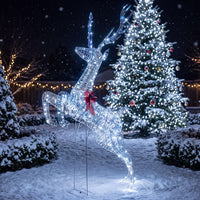 Tangkula 7.3 FT Christmas Lighted Iridescent Leaping Reindeer