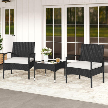 Tangkula 3 Piece Patio Furniture Set for Porch Balcony Backyard Poolside