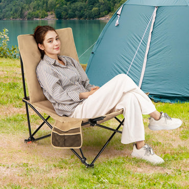 Tangkula Padded Camping Chairs Set for Camp Beach Lawn Fishing Travel Sports