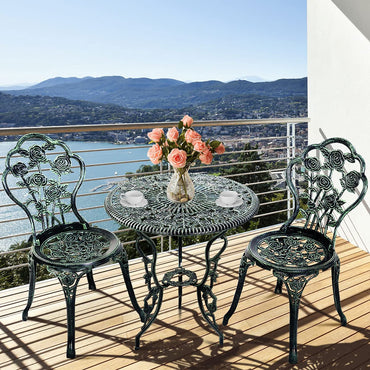3 Pieces Patio Bistro Set, Outdoor Chairs and Table with Umbrella Hole