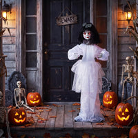 Tangkula 4 FT Animated Halloween Doll Girl with Shaking Head & Posable Arms