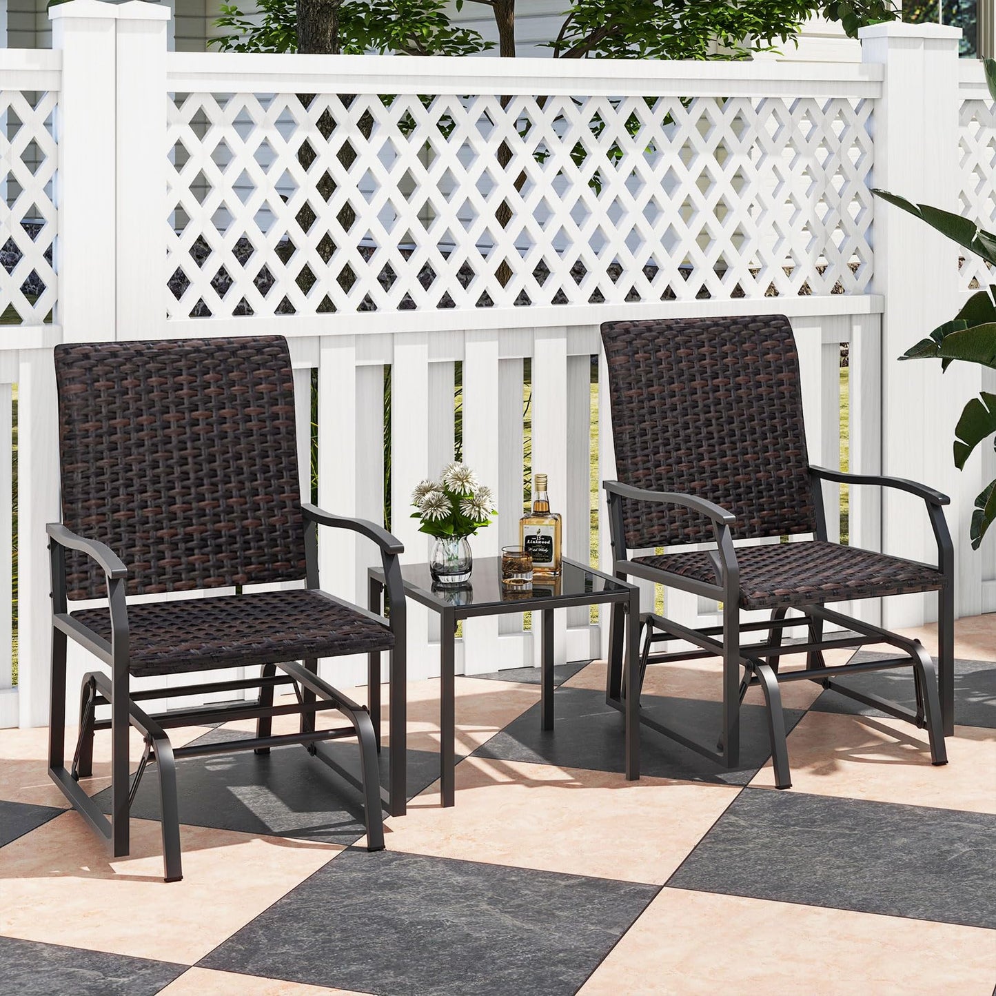 Tangkula 3 Pieces Patio Gliding Set