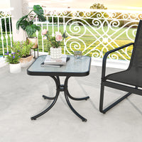 Outdoor Bistro Table, 20 Inches Patio Side Table with Tempered Glass