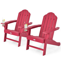 Tangkula Adirondack Chair Outdoor, Fade Resistant HDPE Armchairs with Cup Holder