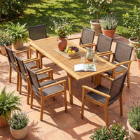 Tangkula 9 Pieces Patio Table and Chairs Set for 8 for Deck Backyard Poolside