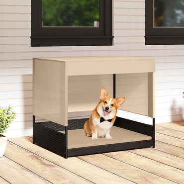 Tangkula Elevated Wicker Dog House for Small to Medium Breeds
