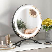 Tangkula Miroir de courtoisie de 16 po avec lumières, miroir de maquillage lumineux à LED à 3 couleurs à intensité variable avec écran tactile
