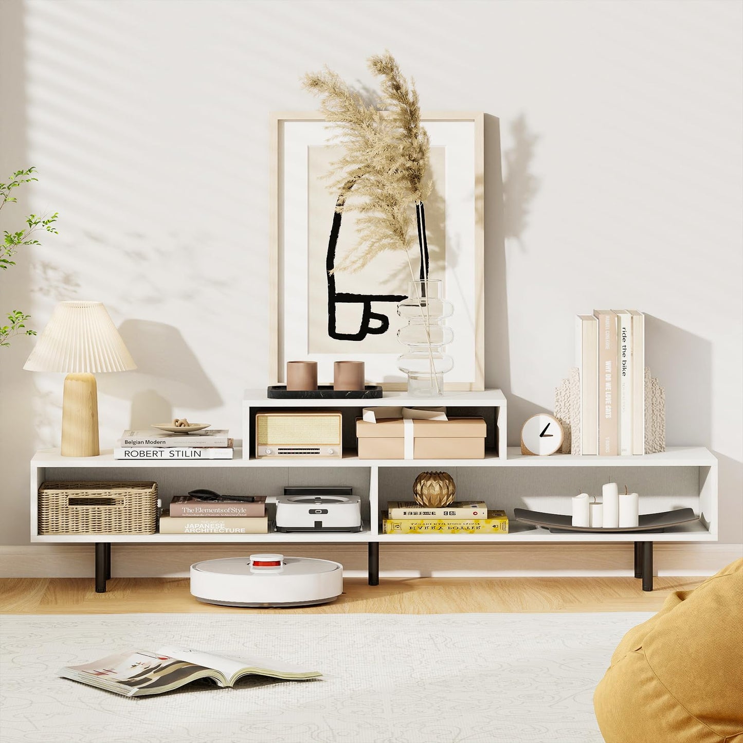 Tangkula 3 Cubby TV Stand for TVs up to 70" Entertainment Center