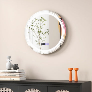Miroir de salle de bain rond Tangkula avec LED