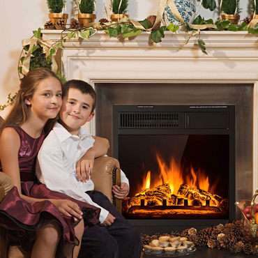 Tangkula 18 Inch Electric Fireplace Insert, Freestanding & Recessed Electric Fireplace Heater with Remote Control, Adjustable Heater