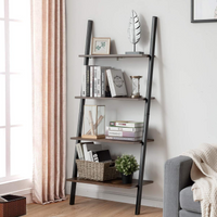 Tangkula Industrial 4-Tier Ladder Shelf, Against The Wall Bookcase for Living Room & Office