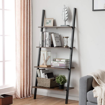 Tangkula Industrial 4-Tier Ladder Shelf, Against The Wall Bookcase for Living Room & Office