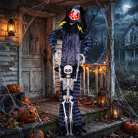Tangkula 70" Halloween Animated Life-Size Clown Catching Skeleton Doll