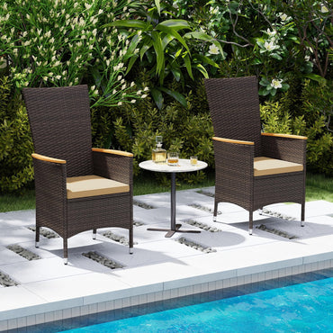 Tangkula Patio High Back Rattan Dining Chairs Set of 2/4