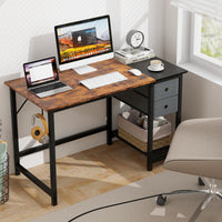 Tangkula Bureau informatique avec 2 tiroirs, bureau moderne pour la maison et le bureau avec crochet de suspension et étagère de rangement.