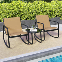Tangkula Patio 3 Piece Rocking Bistro Set