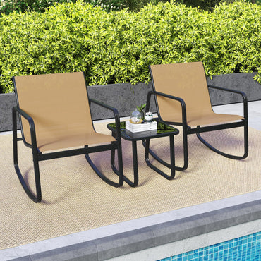 Tangkula Patio 3 Piece Rocking Bistro Set