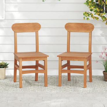 Tangkula Patio Teak Wood Chair Wooden Armless Dining Chair