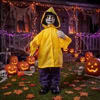 Tangkula Halloween Animated Life Size Scary Boy with Light Up Eyes